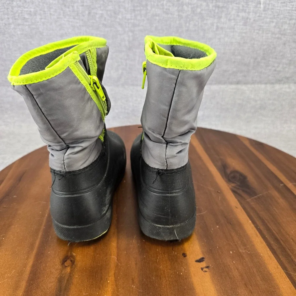 Wonder Nation Kids Black Gray Neon Yellow Winter Snow Boots Size 1 Zipper